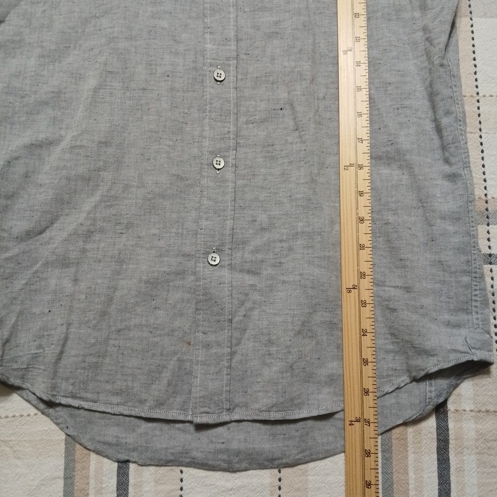 rag&bone Gray Linen Blend Long Sleeve Button Shirt Fit 1 / 14.5" Portugal Made - Picture 11 of 12